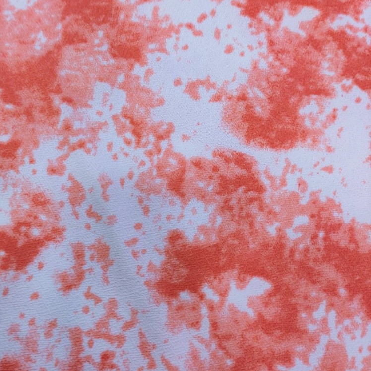 The Marble Effect (Peach) Print On Mango Crepe Fabric